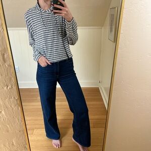 By Together Dark Blue and White striped knit hoodie